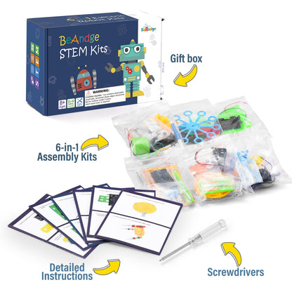 BeAndge STEM Kits for Kids Age 6-8 8-10 - Boy Gifts for 6 7 8 Year Old Boys Birthday Gift, STEM Toys for Age 8-13, Science Kits for Kids 5-7 8-12, Robotics Experiment Engineering Robot Building Crafts