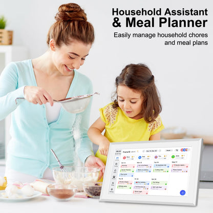 Fotocube 10.1" Digital Calendar Wall Planner Chore Charts and To Do List HD Smart Touch Screen Interactive display Desk Calender for Family Schedules Built-in Digital Photo Frame Function (White, 10.1 inch)