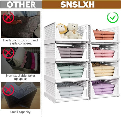 SNSLXH 5 Pack Stackable Closet Storage Basket, Space-Saving Clothes Storage