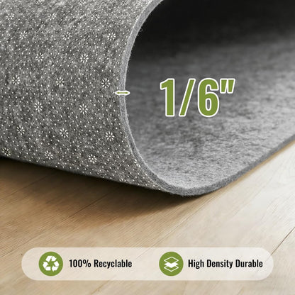 COMFYPAD Felt Rug Pad with Gripper Dots, 2x3 Ft Non-Slip Rug Underpad with PVC Backing, 1/6" Thick Cushioned Carpet Pad Gripper for Hardwood Floors, Vinyl & Tile, Under Rug Padding Floor Protection