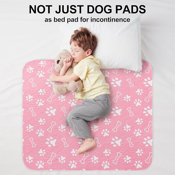 BEAUTYZOO Washable Pee Pads for Dogs, 18'' x 24" Reusable Puppy Pee Pads Super Absorbent Leakproof Dog Training Pads, 2 Pack Non-Slip Potty Pads for Small Medium Dogs Whelping Pads Litter Mat, Pink