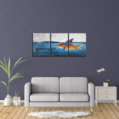 Motivational Canvas Wall Art Positive Entrepreneur Quotes Poster Print Inspirational Goldfish Artwork Painting Picture Office Home Bedroom Decor Wall Art Framed Ready to Hang - 36" W x 16" H