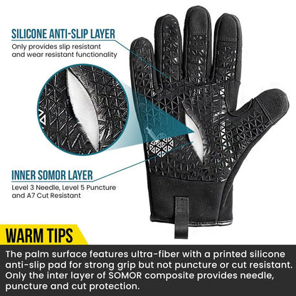 TAILI Level 3 Needle, Level 5 Puncture Resistant Work Gloves for Gardening, Touchscreen, Breathable, Grip Enhanced A7 Cut Resistant Safety Gloves, Black, Medium (M), 1 Pair