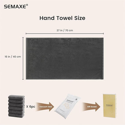 SEMAXE 6-Pack Gray Hand Towels