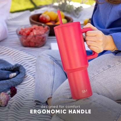 Simple Modern 40 oz Trek Tumbler with Handle and Straw Lid | Cup Holder Friendly Insulated Stainless Steel Travel Mug | Stormy Skies