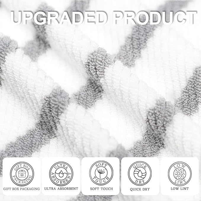 Grey and White Bath Towels