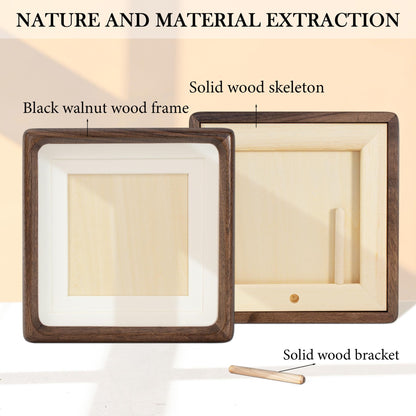LAUBO2 Real Black Walnut 10x10 Wooden Picture Frame with Sturdy Reinforced Wood Back - Matted to 8x8/6x6, Wall & Tabletop Display Gift