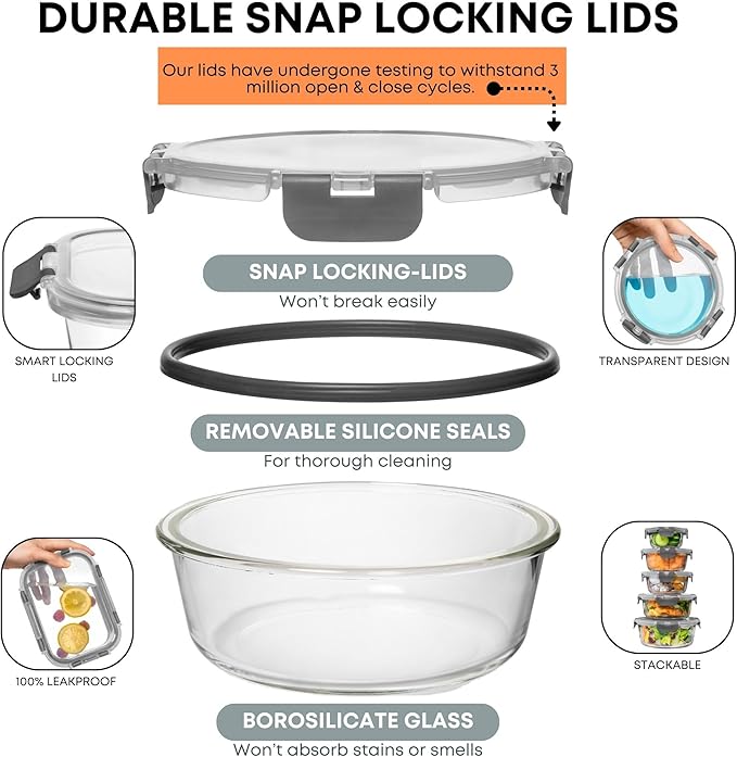 Razab 30 PC Glass Food Storage Containers