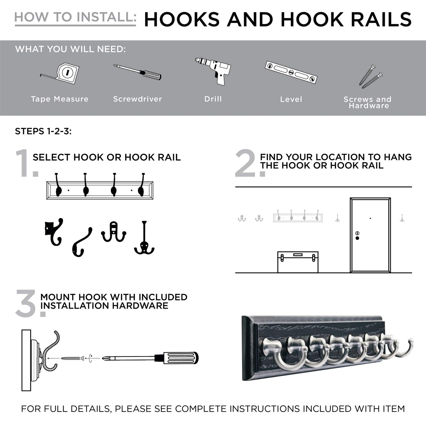 Liberty Hardware 129848 Wall Mounted Coat Rack with 5 Decorative Hooks, 27-Inch, Satin Nickel and White