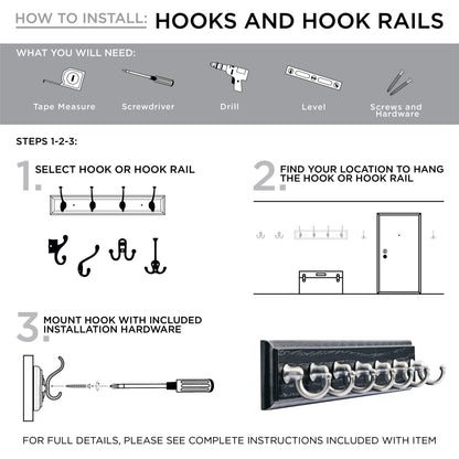Liberty Hardware 129848 Wall Mounted Coat Rack with 5 Decorative Hooks, 27-Inch, Satin Nickel and White