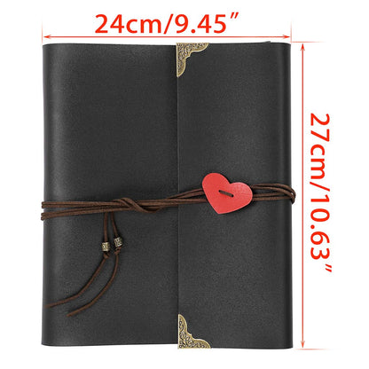 OwnMy DIY Photo Album Scrapbook PU Leather Adventure Photo Book with Corner Stickers Gifted Box - Perfect Baby Memory Book Birthday Wedding Anniversary Christmas Gift (Black)
