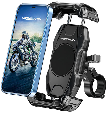 VAZESWIN Motorcycle Phone Mount [Secure Lock] One-Handed Operation Motorcycle Cellphone Holder, Bicycle Scooter Handlebar Clamp, Bike Phone Mount with Aluminum Alloy Base Fit for 5.4"-7.2" Smartphone