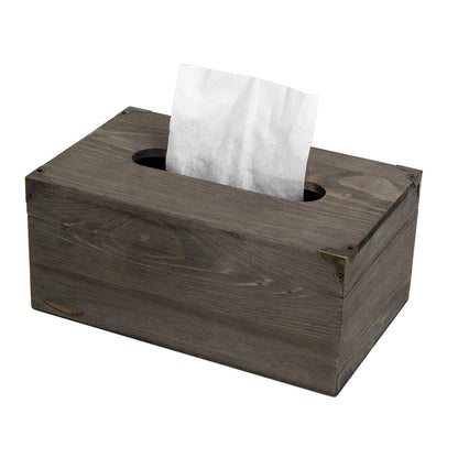 Distressed Wooden Rustic Facial Tissue Box Holder Tissue Box Cover Napkin Dispenser for Bathroom Living Room Dining Room Bedroom Toilet (Grey)