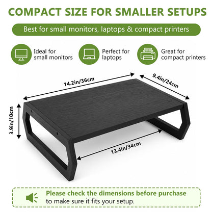 Wenqik Wood Monitor Stand Riser 14.2 Inch Black Wood Desktop Monitor Stand for Laptop PC Computer TV Screen for Home Office (Hexagonal Design)