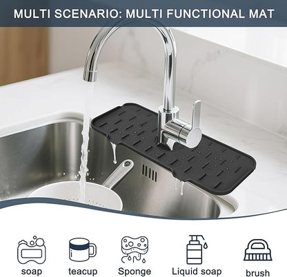 Kitchen Faucet Sink Splash Guard, Silicone Faucet Water Catcher Mat – Sink