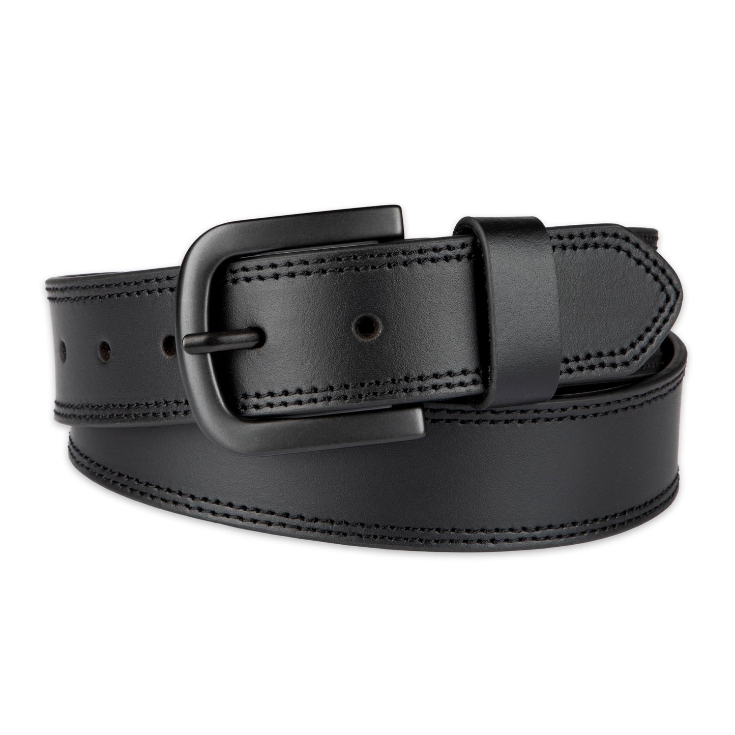 Dickies Men's 38mm Leather Belt with Two Row Stitch, black, 38