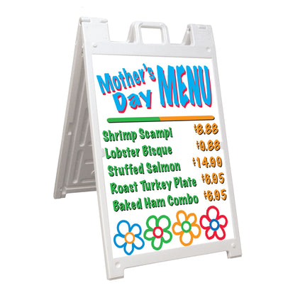 Plasticade Signicade Deluxe A Frame Sidewalk Curb Sign Portable Folding Double Sided Display with Quick Change System for Store Signs, White