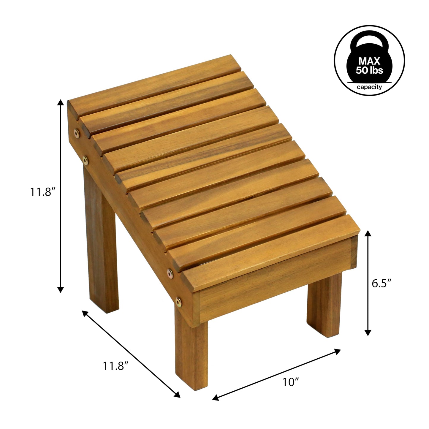 JONATHAN Y Saru Solid Acacia Wood Shower Foot Rest for Shaving Legs, 11.8" Minimalist Water-Resistant Slanted Spa Stool for Inside Shower, Natural STL1004A