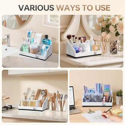 Marble Bathroom Countertop Organizer, Toothbrush Holders