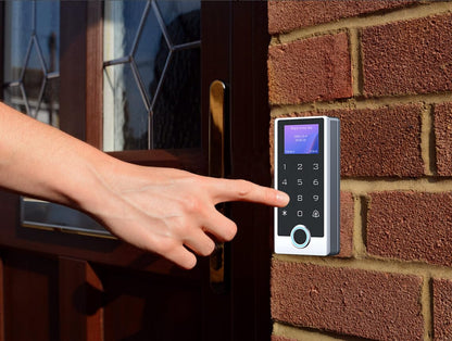 All-in-One Door Access Control System Kit, IP68 Waterproof Metal Keypad with Fingerprint RFID & PIN, 600lb Magnetic Lock, IR Exit Button, Remote Controls, Doorbell - Easy Wiring for Home & Office