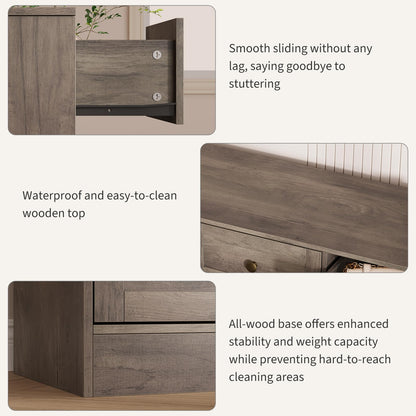 GarveeHome 12 Drawer Wooden Dressers for Bedroom, Wood TV Stand Dresser for 65 Inch TV, Modern Wood Chest of Drawers Clothes Storage Organizer for Living Room, Closet, Hallway, 61" L × 15.75" W