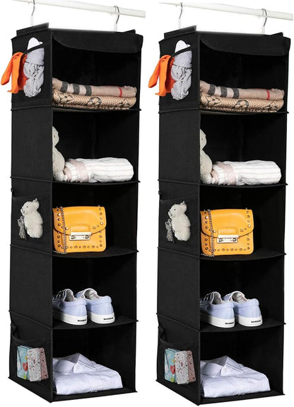 2 Pack Hanging Closet Organizer, 5 Shelves Hanging Storage
