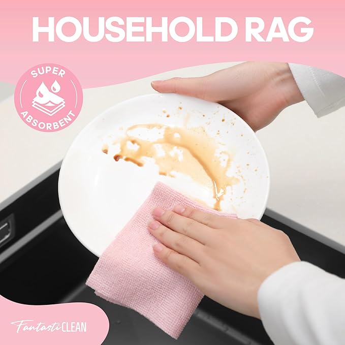 Fantasticlean Microfiber Cleaning Cloth Roll 2 Rolls 120 Pack, Tear Away