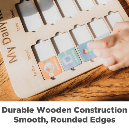 Wooden Toddler Routine Chart Ages 3-6 – Daily & Bedtime Routine Chart for Toddlers, Visual Schedule Board for Kids, Montessori-Inspired Visual Schedule for Kids Daily Routine