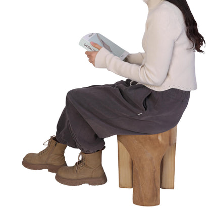 Athaliah Small Solid Wood Accent Table, Handcrafted Rustic Wooden Side Table for Sofa, Plant Stand or Decorative Use