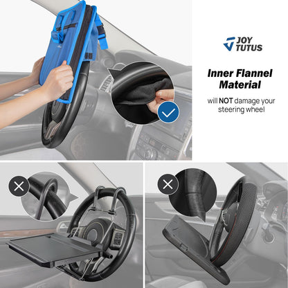 JOYTUTUS 3 in 1 Steering Wheel Eating Tray, Car Back Seat Laptop Desk, Multifunctional Office Bag, Car Work Table for Writing, Car Organizer for Kids, Commuters, Family