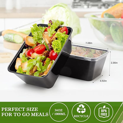 Meal Prep Containers 50Pack - 34oz Food Storage Containers