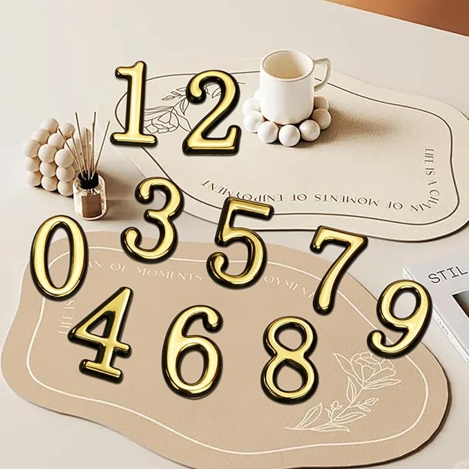 opasyo 30 Pieces Mailbox Numbers for Outside 2 inch 0-9 Self-Adhesive Mail Box Numbers,3D Gold House Numbers for Mailbox, Apartment, House, Trash Bins,Office Hotel Room (Gold, 2inch)