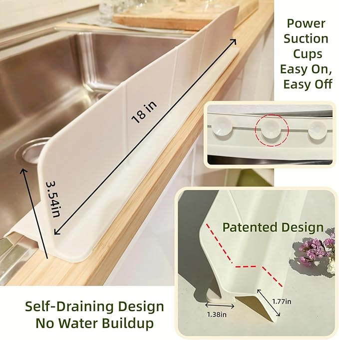 Sink Splash Guard | Tall Wall Splatter Screen | Keeps Clothes & Countertops Dry