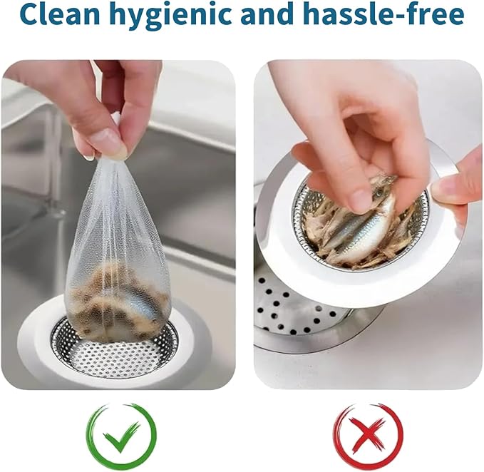 200 PCS Kitchen Disposable Mesh Sink Strainer Bags, Anti-Clogging Drain Filters