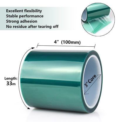 BOMEI PACK High Temp Tape, High Temperature Masking Tape, 4 inches x 108 Feet, Heat Resistant, Epoxy Release Tape, Ideal for Painting, Powder Coating, Circuit Boards