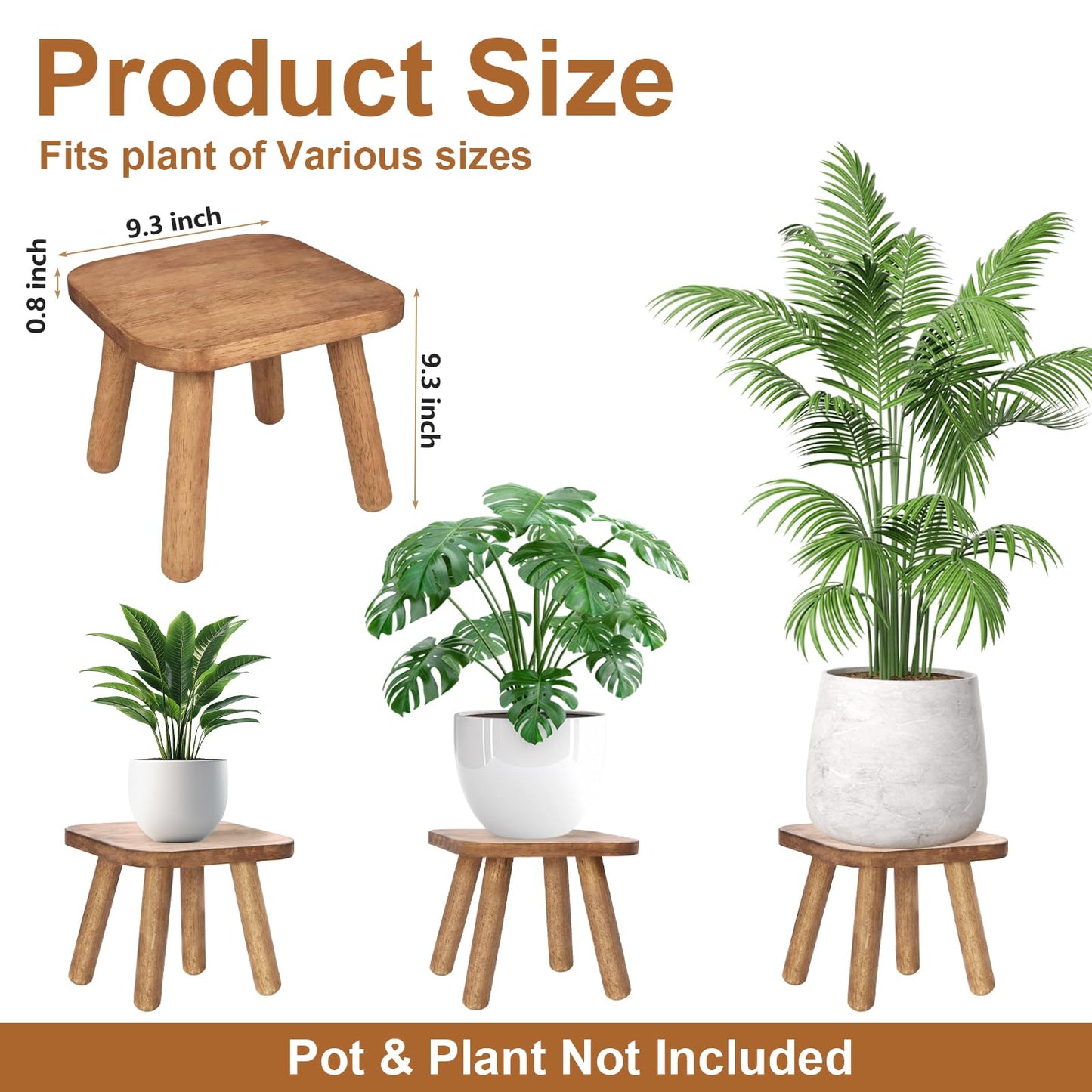 NtrlQidu Solid Wooden Stool 9.3''H Wooden Plants Stand Wooden Decorative Stool Small Wood Stand for Bathroom Bedroom Livingroom Kitchen Bathroom