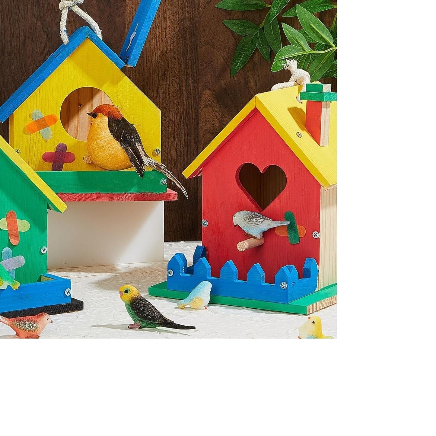 Juexica 2 Pack DIY Birdhouse Kits for Kids Ages 6+ Build and Paint Wooden Bird House Arts and Craft Project with Paint Strips Brushes for Boy Girl Adult Classroom Indoor Outdoor Crafts (Love Shaped)