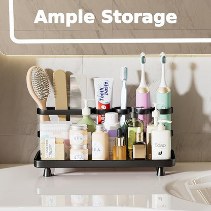 Electric Toothbrush Holder for Bathroom Countertop 5 Metal Slots Toothpaste