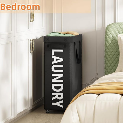 Laundry Basket with Wheels, 90L Rolling Laundry Hamper with Wheels, Large