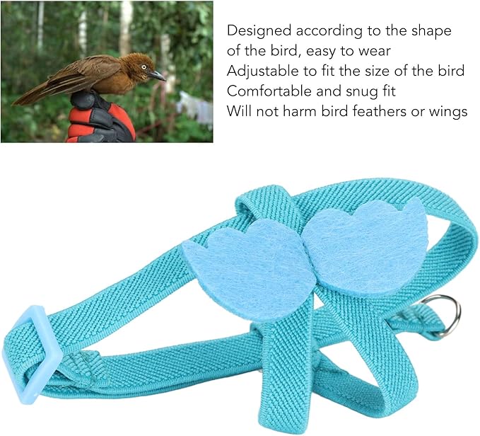 Pet Parrot Bird Harness Leash, Adjustable Parrot Nylon Leash Bird Flight Harness Vest, Bird Flying Clothes with Rope Parrot Flight Suit with Leash for Parakeets Cockatiels Conures Budgies(S)