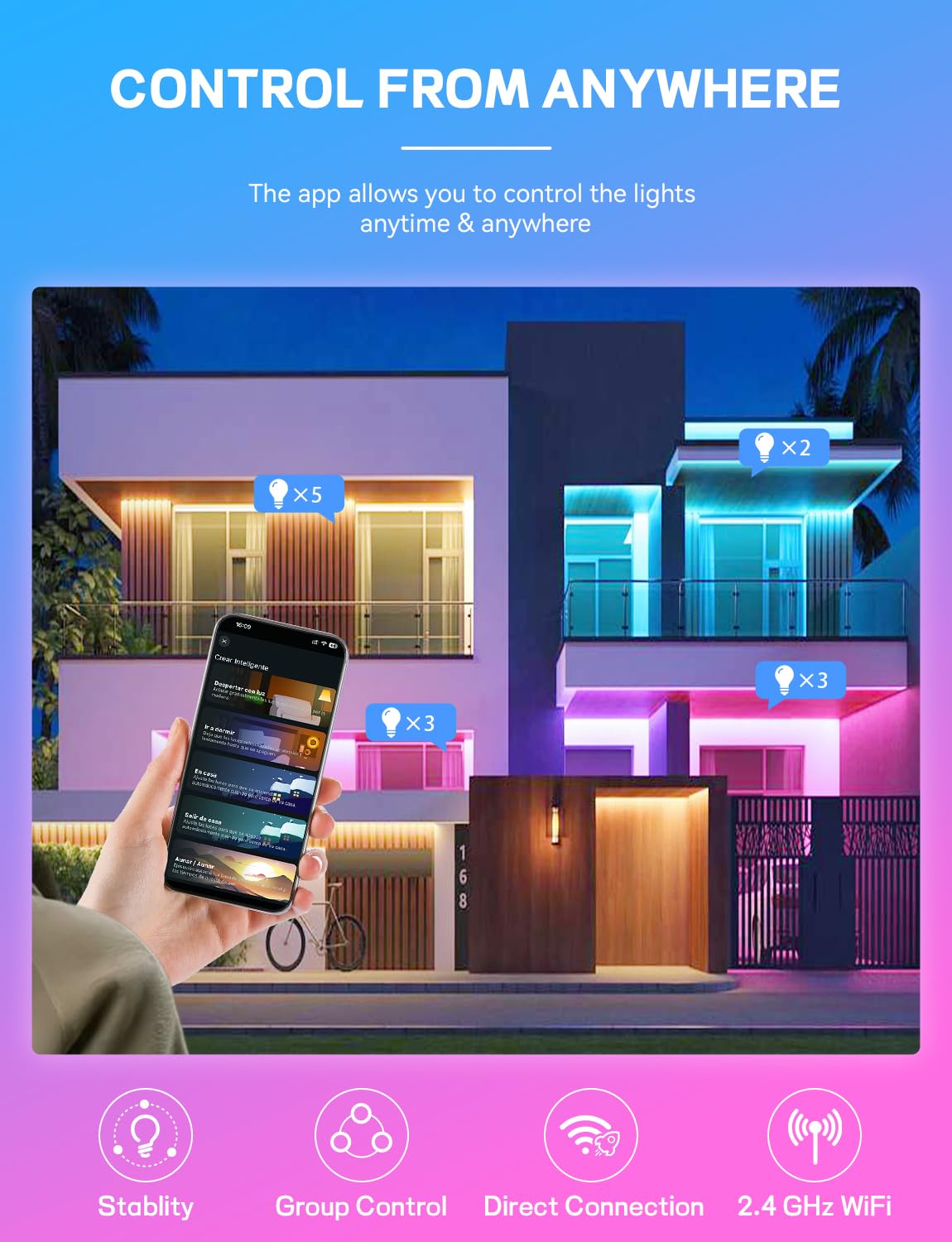 Smart Light Bulbs 4Pack with Remote, A19 E26 800LM LED Color Changing Light Bulb, WiFi & Bluetooth 5.0, Warm to Cool White, Dimmable, RGB Smart Home Lighting Work with Alexa Google Assistant