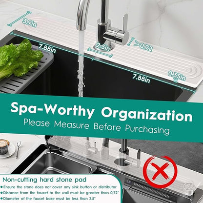 16 Inch Stone Faucet Mat for Kitchen Sink, Kitchen Sink Splash Guard-Water