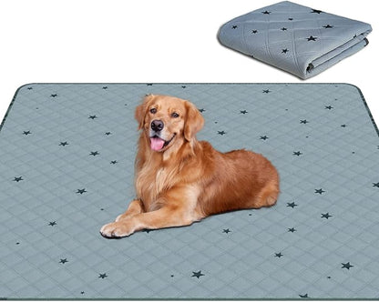 RIOUSSI Washable Pee Pads for Dogs, Reusable, Absorbent, Leakproof, Non Slip Pet Puppy Pads for Potty Training. Gray Stars, 72x72 Inch(1pack)