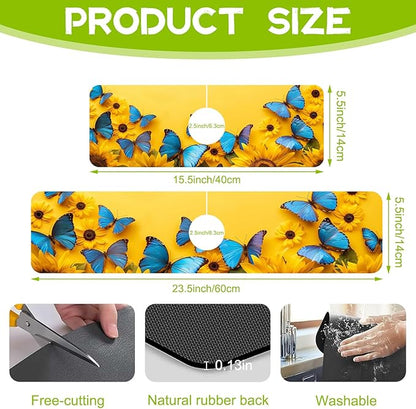 Kitchen Sink Splash Sunflowers and Blue Butterflies Guard Faucet Mat Super