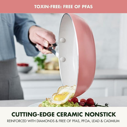 GreenPan Nova 8" Frying Pan Skillet, Oprah’s Favorite Things 2024, Ceramic Nonstick Cookware, PFAS Free, Toxin-Free, Induction Suitable, Dishwasher & Oven Safe, Durable, Easy Clean, Coral