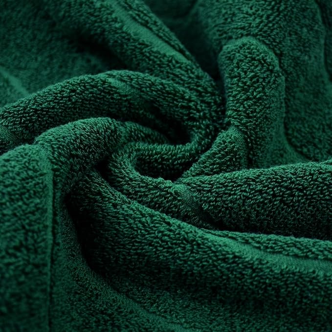 Jacquotha 2-Piece Hand Towels Set in Forest Green, Wavy Striped Jacquard Towels