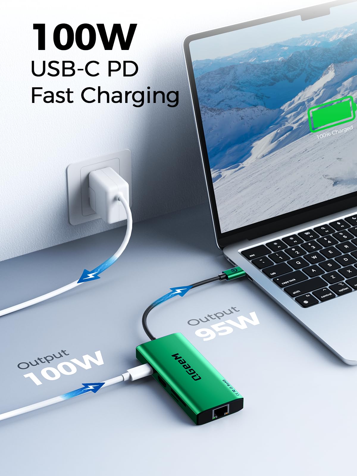 QGeeM USB C Hub Ethernet,9 in 1 USB Type C Hub HDMI Multi-Port Converter Adapter,100W Pd, USB 3.0,SD/TF Card Reader,Compatible for MacBook Pro Air Ipad HP Dell Lenovo Chromebook etc.