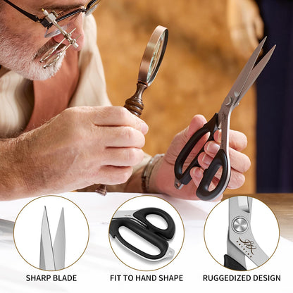 Fabric Scissors Tailor Sewing Shears Heady Duty Multi-Purpose Integral Molding Scissors for Fabric Cutting Leather Dressmaking Comfort Grip Professional Sharp Cloth Scissor (10inch)