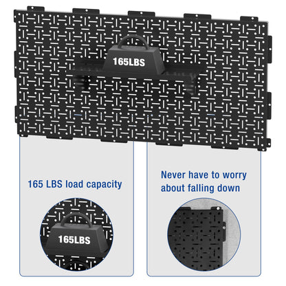 WORKPRO Metal Pegboard 16”x 32” Steel Panel with Round Holes & Vertical Slots, Black Heavy Duty Garage Peg Board Wall Pegboard Organizer for Wood Working Work Shop, Craft Room, 2 Pack