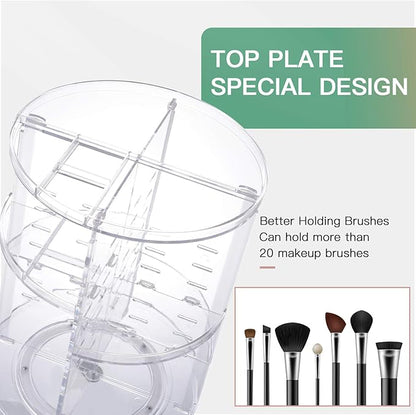 seinlife 360 Rotating Makeup Organizer,DIY Adjustable Spinning Holder,Foldable Cosmetic Storage Display box,Large Capacity Make up Caddy Shelf,Fits Countertop Vanity and Bathroom (CLEAR)